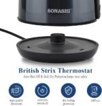 ⁦Sonashi Bouilloire électrique Sans Fil En Inox -2200W -1.8L SKT 1810⁩ - الصورة ⁦7⁩