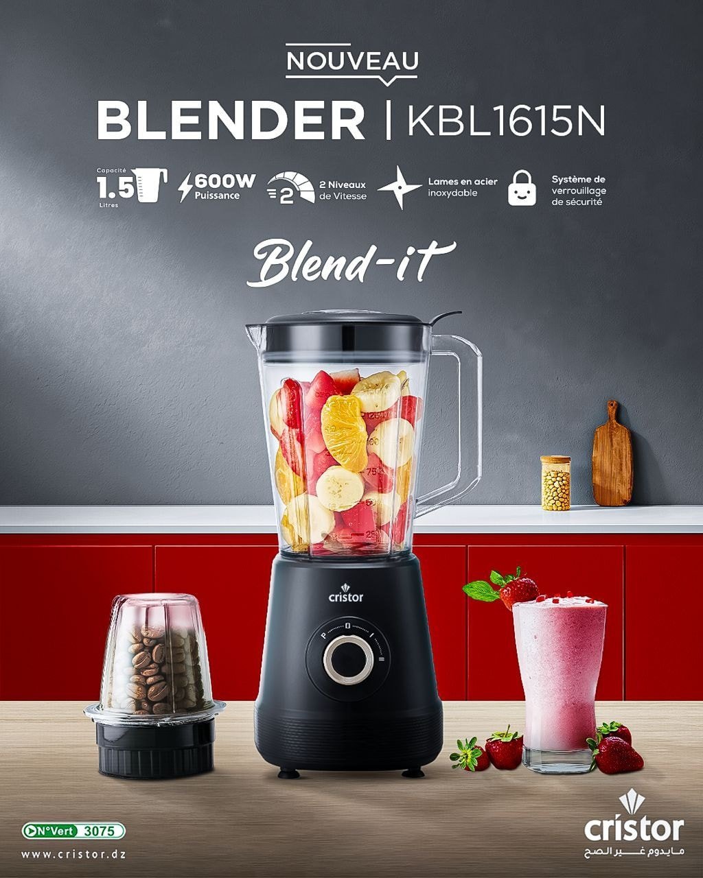 535395076_1185974473569632_8992944329259846096_n.jpg Blender Cristor Blendit 1,5L 600W / Noir - الصورة 1