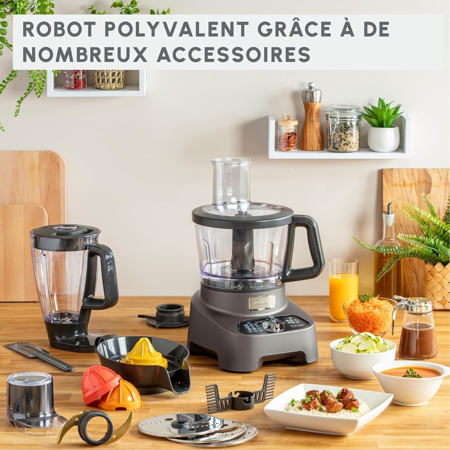 71gkzZERiFL._AC_SL1500_.jpg Moulinex Robot Double Force-31 Fonction- FP825E10 - الصورة 1