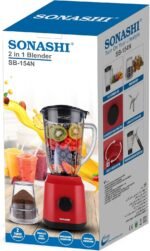 ⁦sonashi Blender 1,8 Litres + Moulin A Café - 2 En 1 - Rouge -SB-154N⁩ - الصورة ⁦7⁩