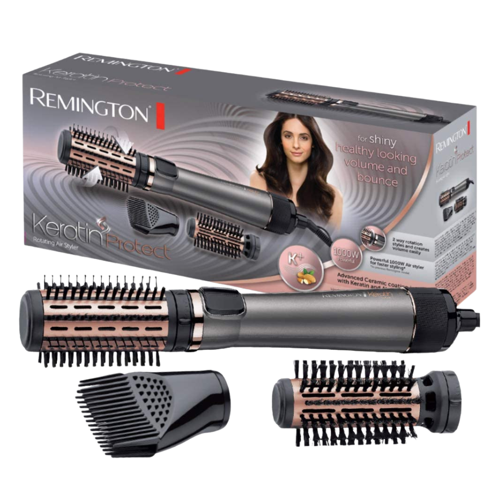 Brosse-Soufflante-Rotative-Remington-Keratin-Protect-1000W-Keratine-Huile-AS8810-1.png Brosse Soufflante Rotative Remington Keratin Protect 1000W | Kératine & Huile -AS8810 - الصورة 1