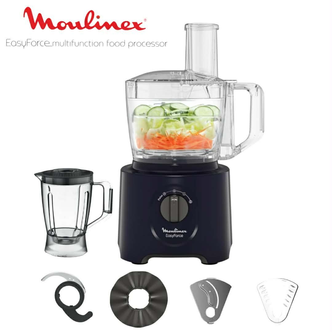 Moulinex-Easy-Force-Robot-Cuisine-Multifonction-Compact-3L-800W-2-Vitesses-Pulse-25-fonctions-6-accessoires-Blender-Rapes-Bleu-FP247810.jpg Moulinex Easy Force, Robot Cuisine Multifonction Compact 3L, 800W, 2 Vitesses + Pulse, 25 fonctions, 6 accessoires, Blender, Râpes, Bleu, FP247810 - الصورة 1