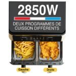 ⁦Robuste Friteuse Electrique Airfryer – Double panier - 10 Litres – Tactile - 2850W - AF10⁩ - الصورة ⁦7⁩
