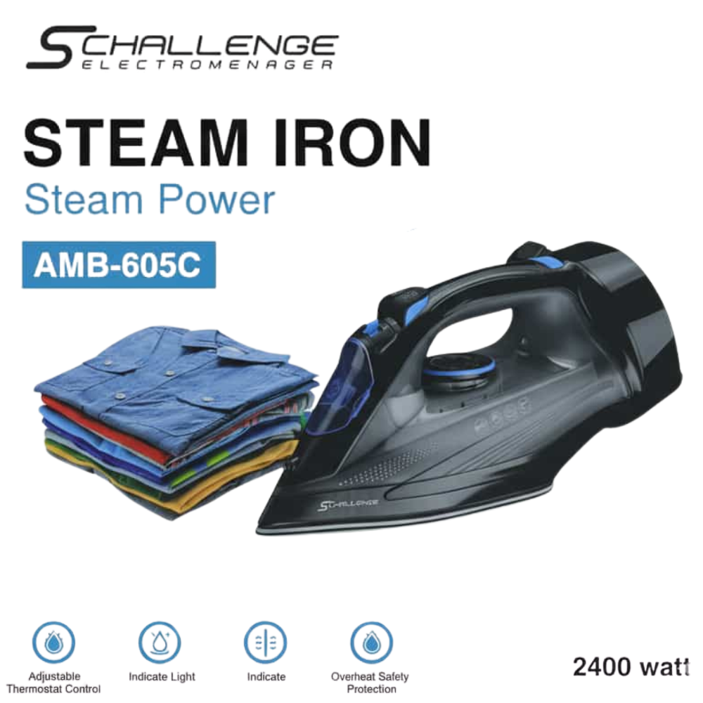 SCHALLENGE-Fer-a-Vapeur-Professionnel-2400W-Protection-Surchauffe-Thermostat-Reglable-AMB-605C.png SCHALLENGE Fer à Vapeur Professionnel 2400W | Protection Surchauffe, Thermostat Réglable | AMB-605C - الصورة 1