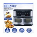 ⁦Sonashi SAF-110 Digital Air Fryer 10L 2600W – Friteuse à Air Double Panier | Garantie 2 Ans⁩ - الصورة ⁦2⁩