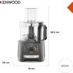 ⁦Kenwood MultiPro Compact FDP31.170GY, Robot Culinaire, Fonction Pétrissage et Disque Trancheur, Blender 1.2L, 2 Vitesses + Pulse, Bol 2.1L, 800W, Gris⁩ - الصورة ⁦7⁩