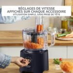 ⁦Moulinex Easy Force, Robot Cuisine Multifonction Compact 3L, 800W, 2 Vitesses + Pulse, 25 fonctions, 6 accessoires, Blender, Râpes, Bleu, FP247810⁩ - الصورة ⁦6⁩