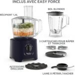 ⁦Moulinex Easy Force, Robot Cuisine Multifonction Compact 3L, 800W, 2 Vitesses + Pulse, 25 fonctions, 6 accessoires, Blender, Râpes, Bleu, FP247810⁩ - الصورة ⁦4⁩