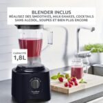 ⁦Moulinex Easy Force, Robot Cuisine Multifonction Compact 3L, 800W, 2 Vitesses + Pulse, 25 fonctions, 6 accessoires, Blender, Râpes, Bleu, FP247810⁩ - الصورة ⁦3⁩