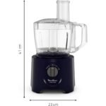 ⁦Moulinex Easy Force, Robot Cuisine Multifonction Compact 3L, 800W, 2 Vitesses + Pulse, 25 fonctions, 6 accessoires, Blender, Râpes, Bleu, FP247810⁩ - الصورة ⁦2⁩