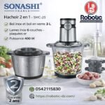 ⁦Hachoir Électrique SONASHI SMC-25 2 en 1 – 3L Inox  – 400W – Lames 6 Couches – Garantie 2 Ans⁩ - الصورة ⁦2⁩