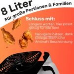 ⁦Friteuse À Air Chaud En Inox Avec 7Programmes De Cuisson Et Écran Tactile 8litres 1800W ProfiCook PC-FR 1269⁩ - الصورة ⁦6⁩