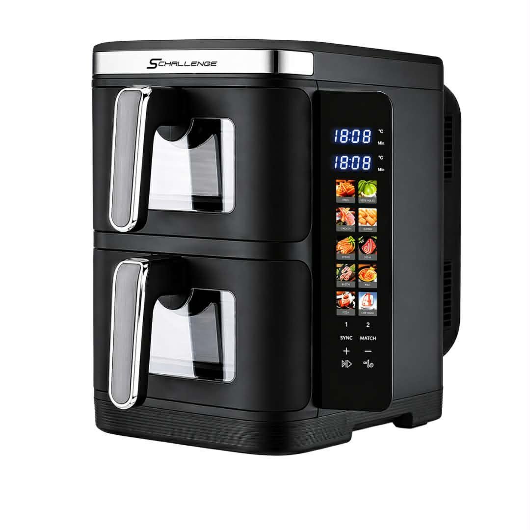 air-fryer-challenge-amb-31af-11l-double-sans-huile.jpg.jpg Friteuse à Air Challenge AMB-31AF 11L Double 2800W Sans Huile – Air Fryer Digitale 10 Programmes - الصورة 1